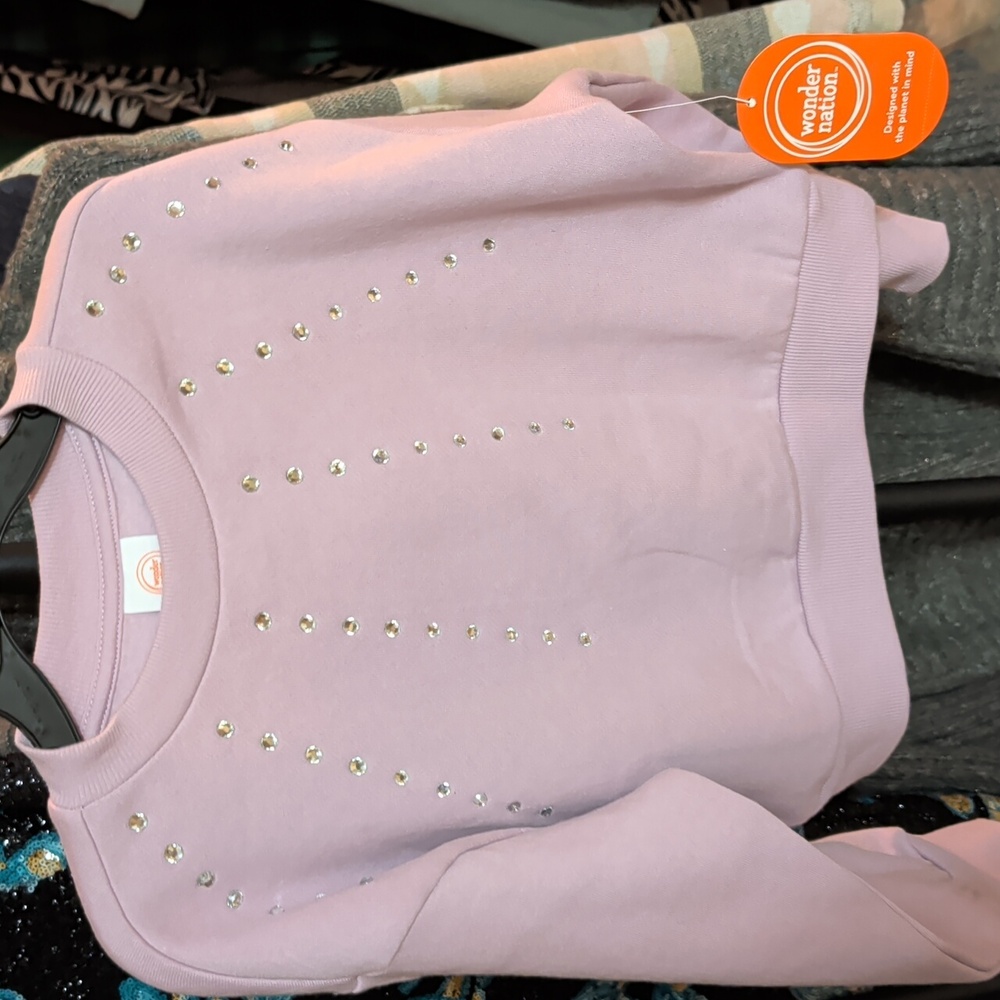 Girls Wonder Nation Pink Sweater with Silver Accents